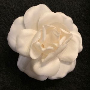CHANEL Vintage Silk Camellia Flower Brooch Pin